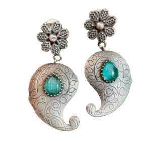 Brass Monalisa Stone Earrings
