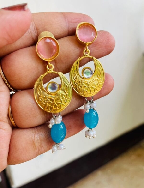 Brass Replica Monalisa Stone Earrings