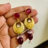 Brass Replica Monalisa Stone Earrings
