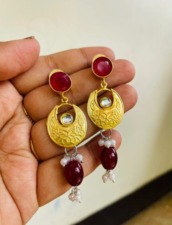 Brass Replica Monalisa Stone Earrings