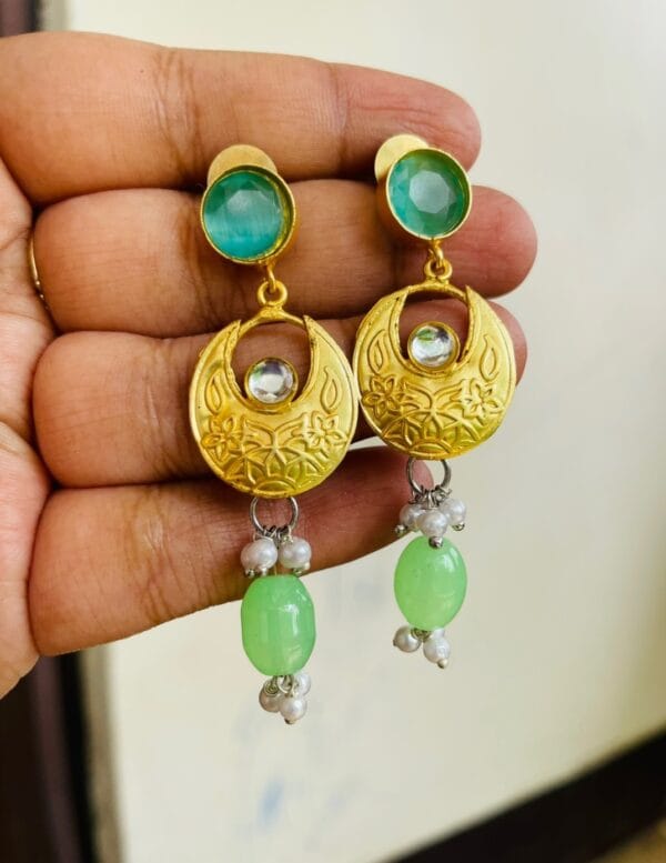 Brass Replica Monalisa Stone Earrings