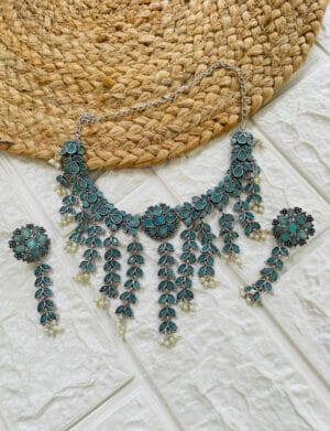 Brass Replica Monalisa Stone Necklace Set