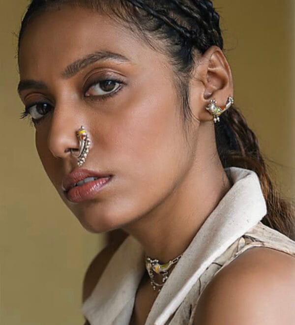 Brass-Replica-Statement-Necklace-Set-With-Nose-Pin-Model