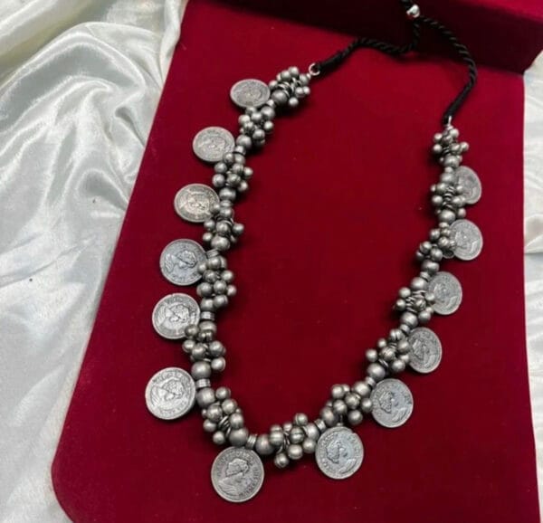 Oxidised-Blackpolish-Coin-Necklace-With-Ghungroo