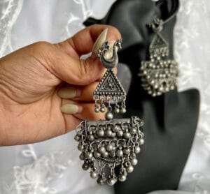 Oxidised Blackpolish Jhumka Earrings