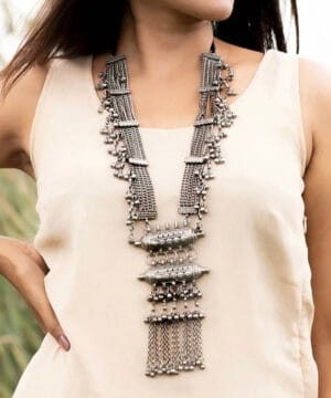Oxidised Blackpolish Long Heavy Necklace
