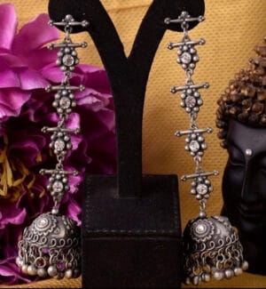 Oxidised-Blackpolish-Long-Jhumka-Earrings