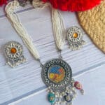 Oxidised-Blackpolish-Madhubani-Pearl-Necklace-Set