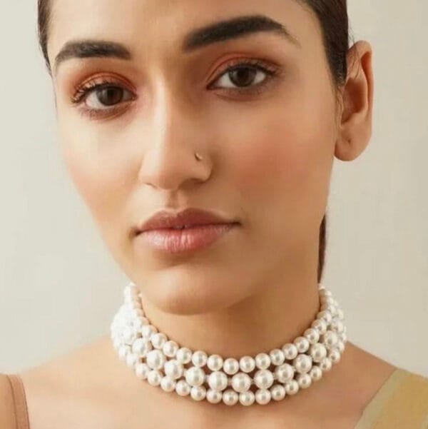 Oxidised-Pearl-Choker-Necklace-Model