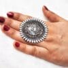 Oxidised-Silver-Goddess-Shaped-Adjustable-Finger-Ring-Model