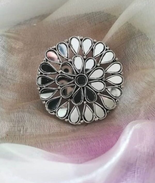 Oxidised Silver Mirror Adjustable Finger Ring