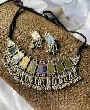 Oxidised-Silver-Mirror-Necklace-Set