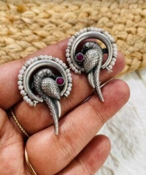 Brass-Replica-Peacock-Stud-Earring