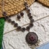 Brass-Silver-Monalisa-Stone-Necklace-Set-Red