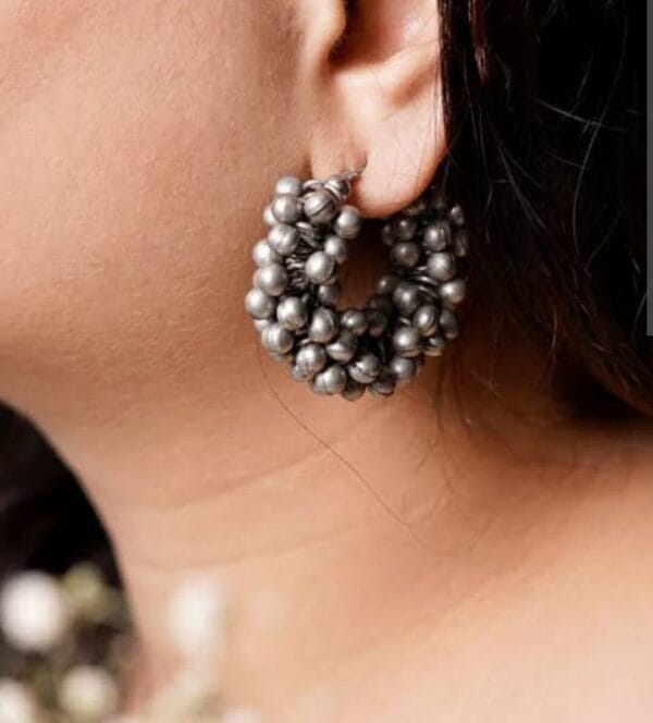 Oxidised-Blackpolish-Ghungroo-Bali-Earring-Model