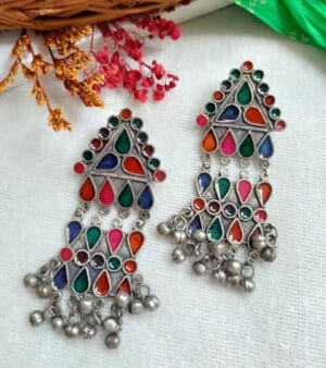 Oxidised-Blackpolish-Meenakari-Earring