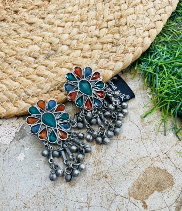 Oxidised-Blackpolish-Meenakari-Statement-Earring