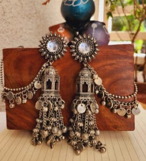 Oxidised-Blackpolish-Statement-Jhumka