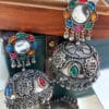 Oxidised-Blackpolish-Stone-Jhumka