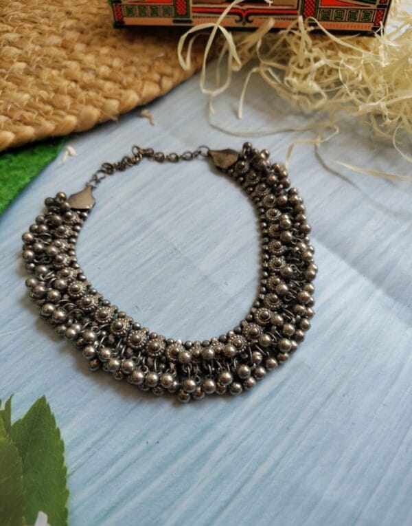 Oxidised-Ghungroo-Choker-Necklace-Golden