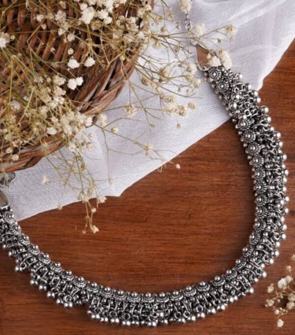 Oxidised-Ghungroo-Choker-Necklace-Silver