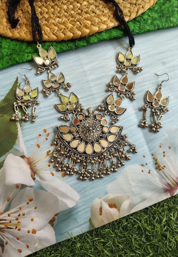 Oxidised-Silver-Mirror-Necklace-Set