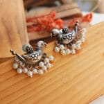 Oxidised-Silver-Parrot-Earring