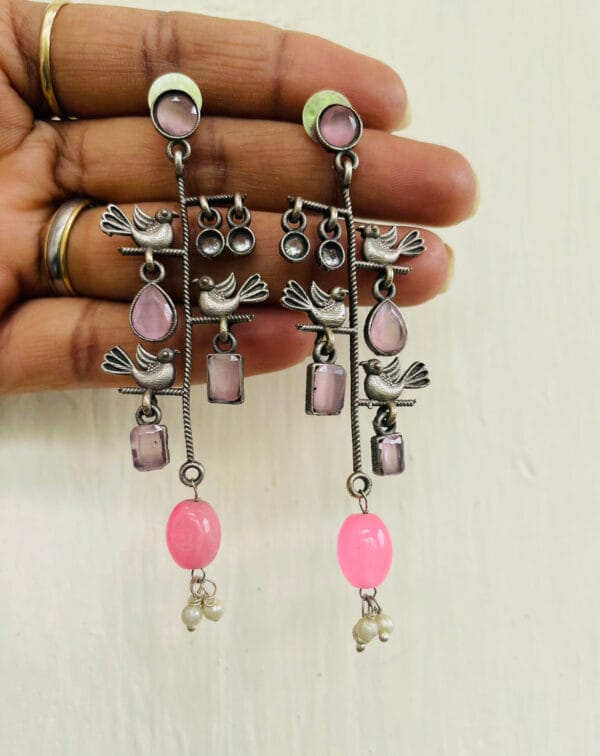 brass-replica-monalisa-stone-earrings-baby-pink