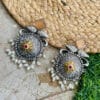 brass-replica-monalisa-stone-earrings-peach