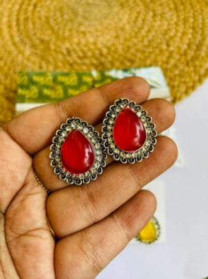 german-silver-stone-earrings