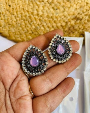 german-silver-stone-earrings