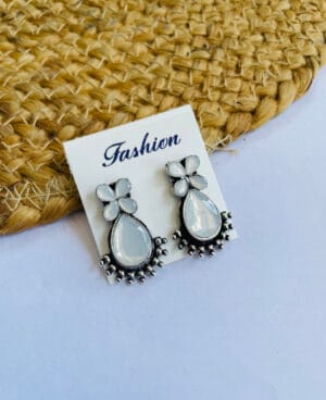 german-silver-stone-earrings