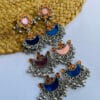 oxidised-afghani-mirror-earring-multi-blue