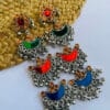 oxidised-afghani-mirror-earring-multi-pink