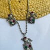 brass-replica-monalisa-stone-chain-pendant-set-with-earring