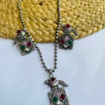 brass-replica-monalisa-stone-chain-pendant-set-with-earring