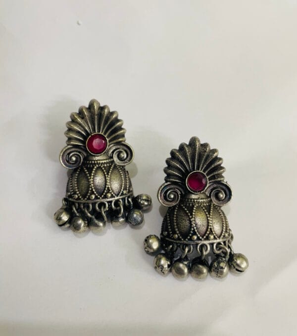 brass-silver-replica-stone-jhumka-2