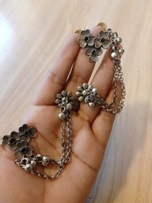 oxidised-dual-flower-shape-earring