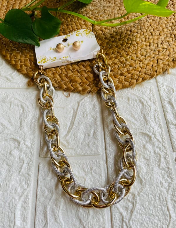 anti-tarnish-necklace-set-with-earrings-dual-tone