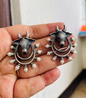 brass-silver-replica-bull-shape-earring
