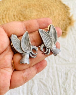 brass-silver-replica-stone-stud-earring