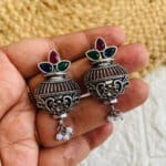 brass-silver-replica-stone-stud-earring