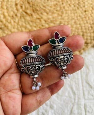 brass-silver-replica-stone-stud-earring