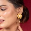 golden-anti-tarnish-flower-shape-earrings-2-model