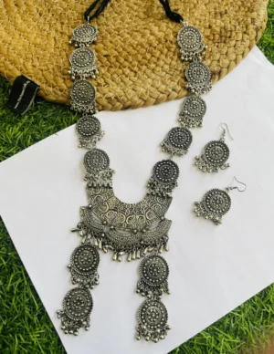 oxidised-blackpolish-long-necklace-set