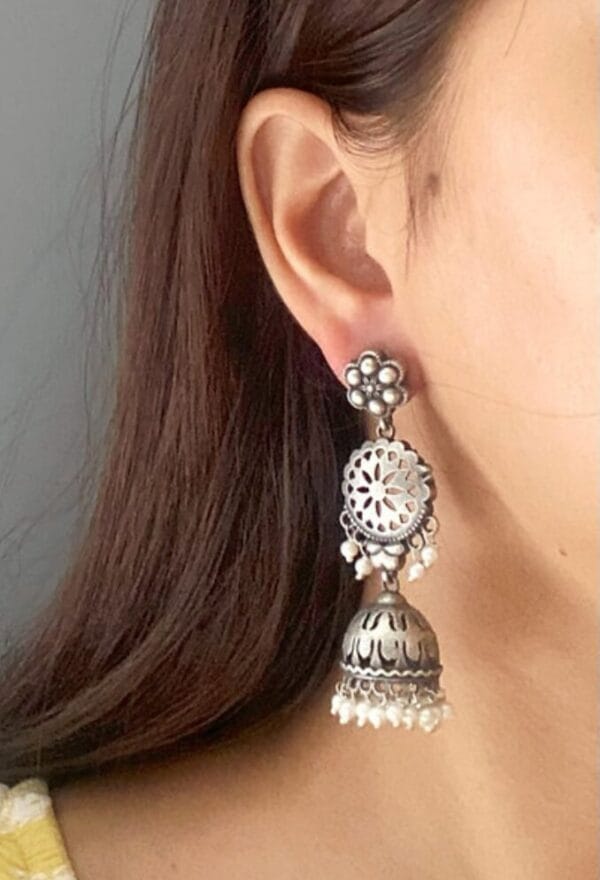 brass-replica-jhumka-earrings-model