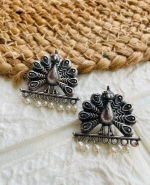 brass-silver-replica-peacock-shape-earring-3