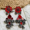 oxidised-blackpolish-afgani-mirror-earrings-red