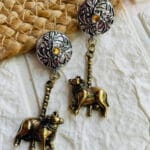 oxidised-dual-tone-bull-shaped-earring