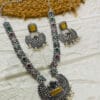 brass-silver-replica-monalisa-long-necklace-set-with-earrings-multi